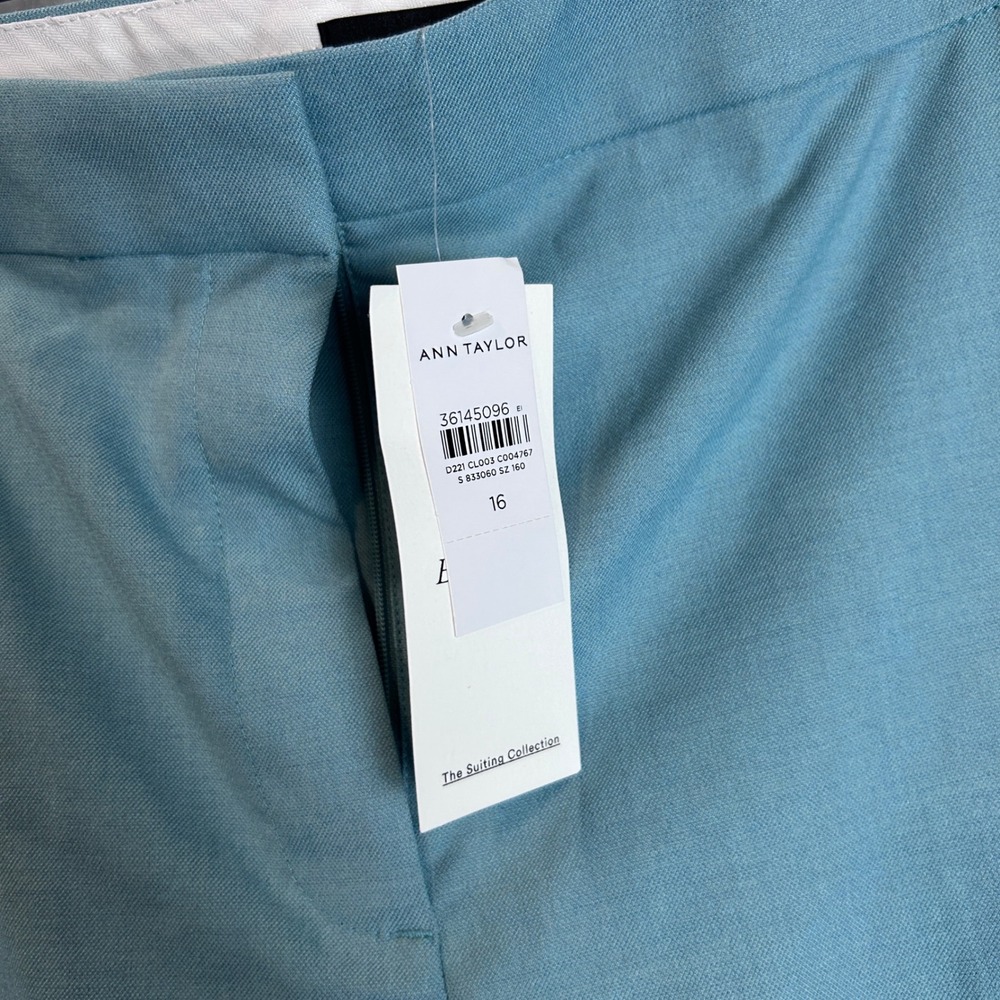 Ann Taylor Wide Leg Trousers The Suiting Collection Teal Blue Size 16 NWT - Picture 4 of 9